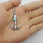 Anchor Memorial Stainless Steel Cremation Pendant With Birthstone