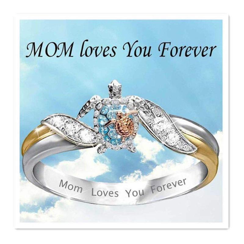 Mom Loves You Forever Turtle Statement Ring