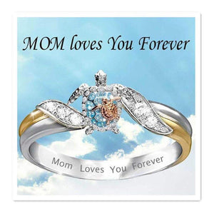 Mom Loves You Forever Turtle Statement Ring