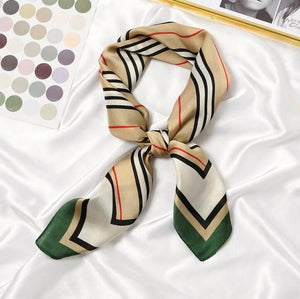 Elegant Stripes Printed Casual Satin Scarf