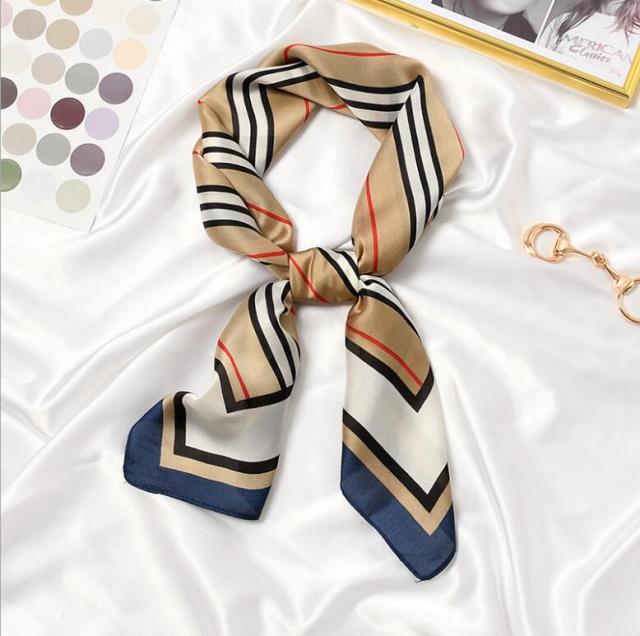 Elegant Stripes Printed Casual Satin Scarf