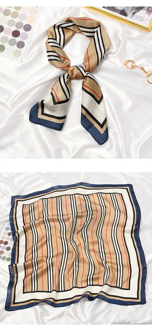 Elegant Stripes Printed Casual Satin Scarf