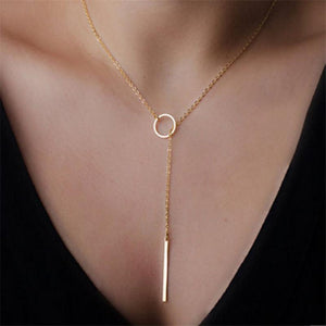 Golden Bar Lariat Necklace