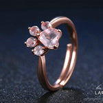 Natural Pink Paw Rose Quartz Collection Ring