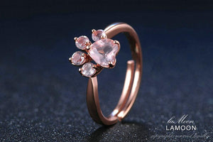 Natural Pink Paw Rose Quartz Collection Ring