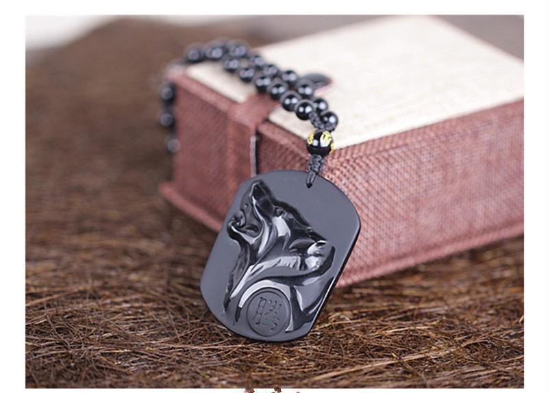 Black Wolf Obsidian Necklace