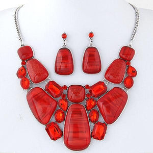 Multicolor Big Stone Boho Necklace set