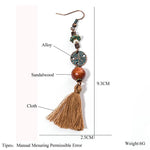 Ethnic Wood Beads Long Tassel Boho Earrings