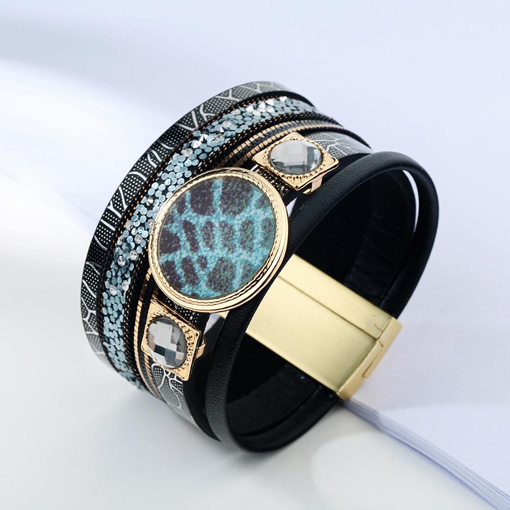 Magic Eye Leather Wrap Bracelet