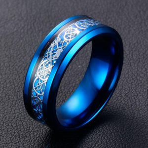 Mens Black Gold Carbon Fiber Dragon Ring