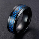 Mens Black Gold Carbon Fiber Dragon Ring