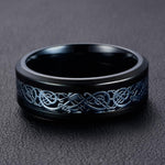 Mens Black Gold Carbon Fiber Dragon Ring