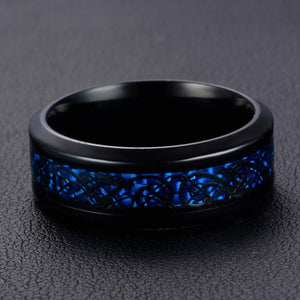 Mens Black Gold Carbon Fiber Dragon Ring