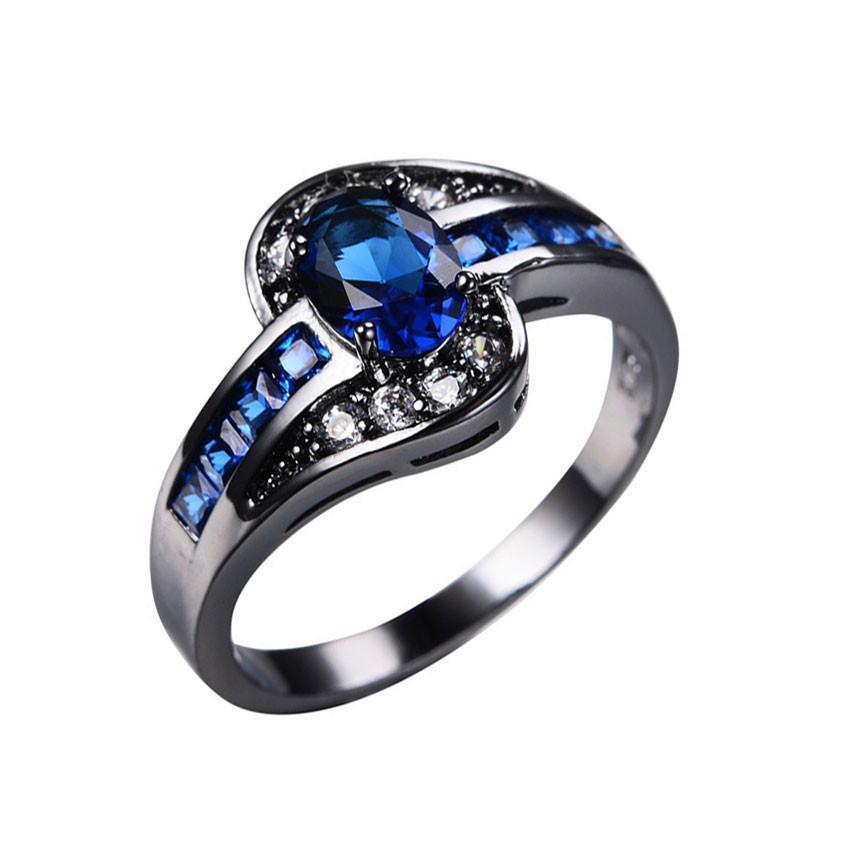 Ice Blue Black Gold Color Ring