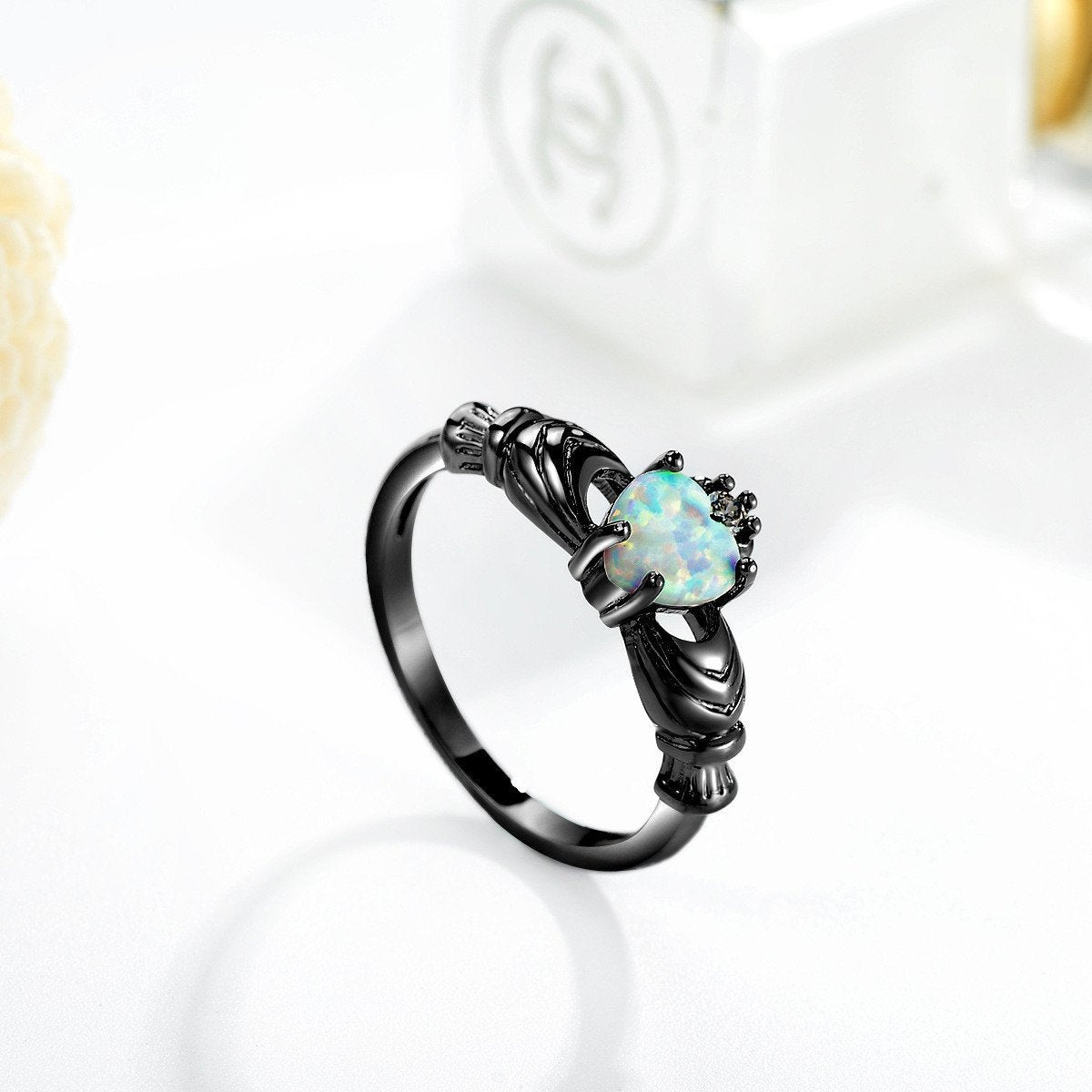 Fire Opal Heart Ring