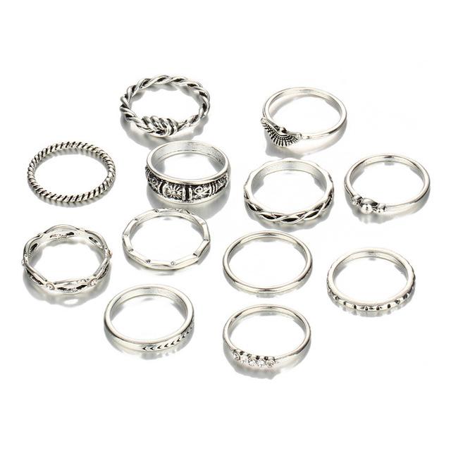 12 pc/set Charming  Gold & Silver Color Ring Set