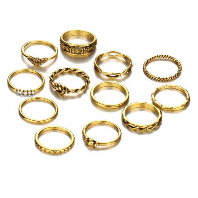 12 pc/set Charming  Gold & Silver Color Ring Set