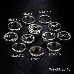 12 pc/set Charming  Gold & Silver Color Ring Set