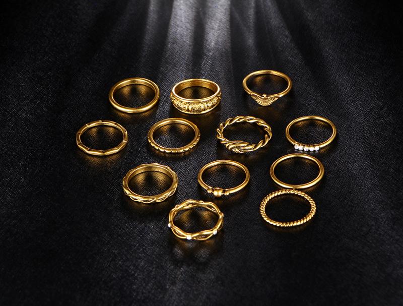 12 pc/set Charming  Gold & Silver Color Ring Set