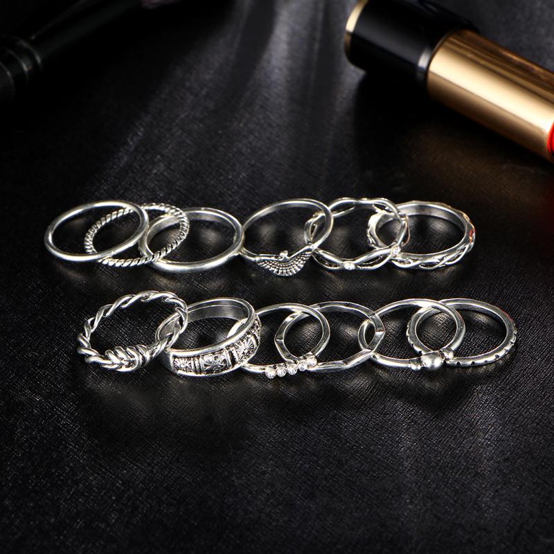 12 pc/set Charming  Gold & Silver Color Ring Set