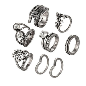 Trendy Fashion Rings 8 Piece Set