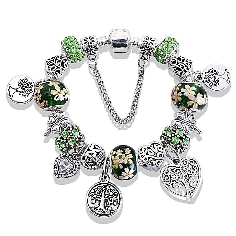 Green Tree of Life Charm Bracelet