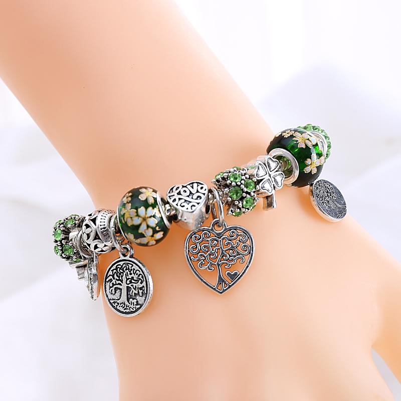 Green Tree of Life Charm Bracelet