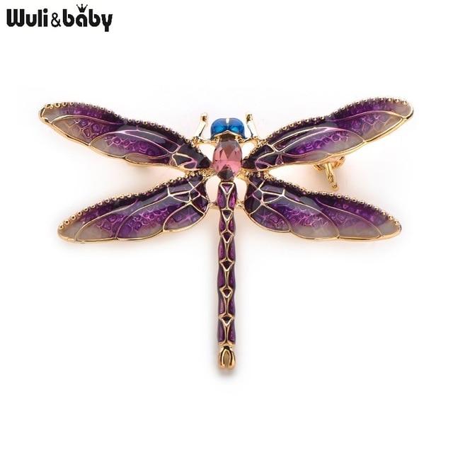 Green Purple Enamel Dragonfly  Brooch