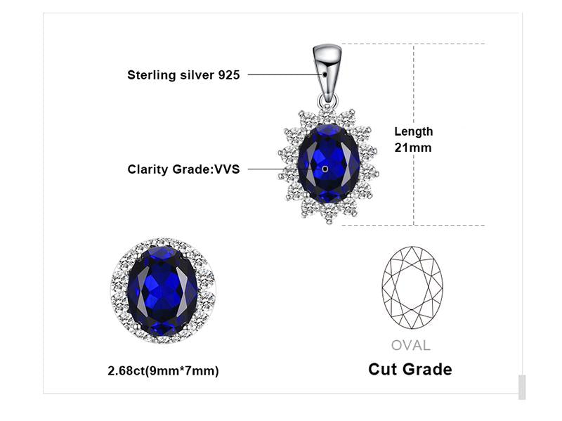 Royal Blue 3.2ct Sapphire 925 Sterling Silver Pendant