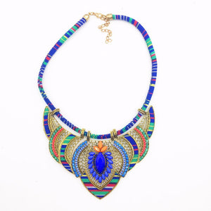 Big Marine Blue Ethnic Tribal Necklace