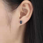 Large 1.7ct Natural Black Sapphire   Earring