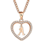 Golden Personalized  Love Heart Crystal Necklace