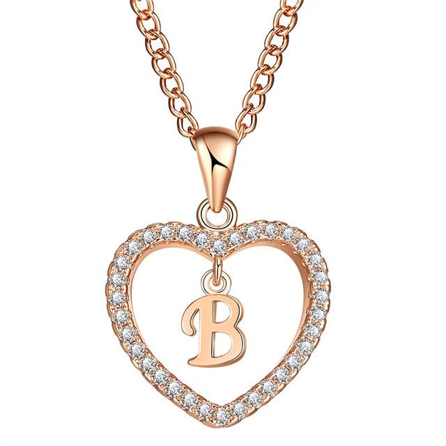 Golden Personalized  Love Heart Crystal Necklace