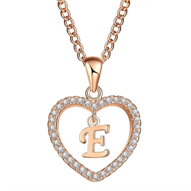 Golden Personalized  Love Heart Crystal Necklace