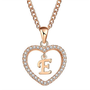 Golden Personalized  Love Heart Crystal Necklace