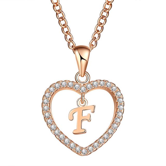 Golden Personalized  Love Heart Crystal Necklace