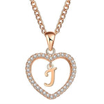 Golden Personalized  Love Heart Crystal Necklace