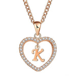 Golden Personalized  Love Heart Crystal Necklace