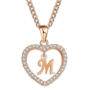 Golden Personalized  Love Heart Crystal Necklace