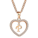 Golden Personalized  Love Heart Crystal Necklace