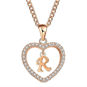 Golden Personalized  Love Heart Crystal Necklace