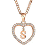 Golden Personalized  Love Heart Crystal Necklace