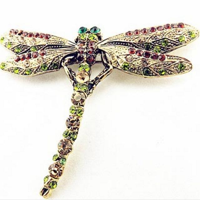 Lovely Dragonfly Crystal Brooch