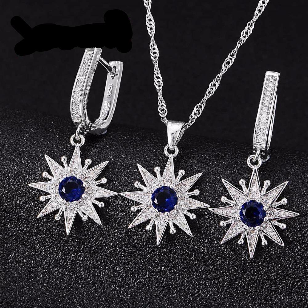 Sapphire Star  Jewellery Set Sterling Silver 925