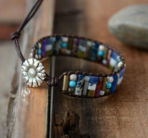 Natural Stone Boho Leather Bracelet