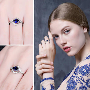 Elegant Blue Sapphire  925 Sterling Silver Ring