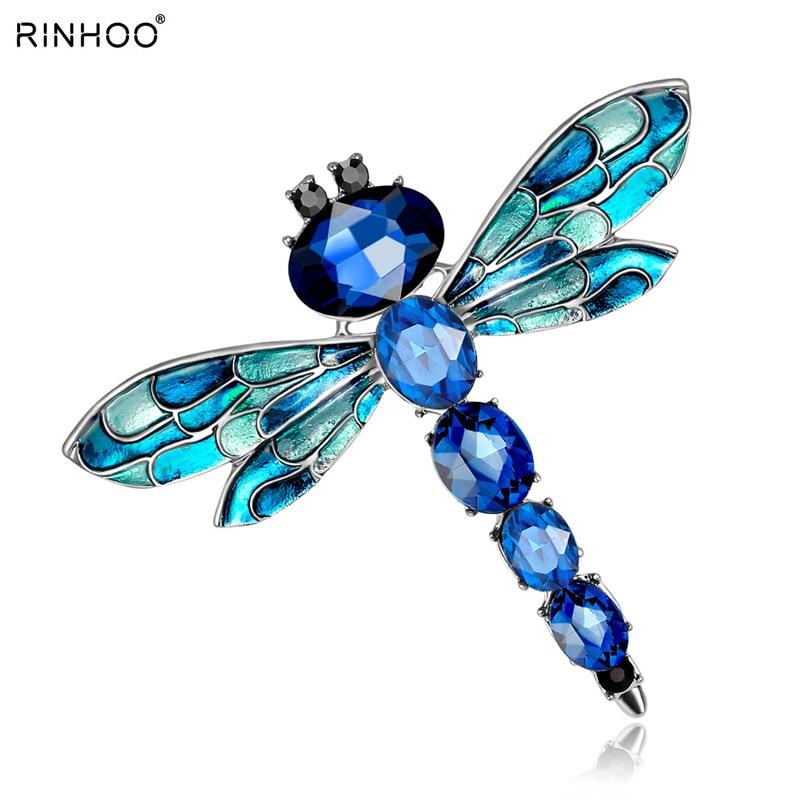 Vintage 3 Colors Crystal Rhinestone Dragonfly Brooches