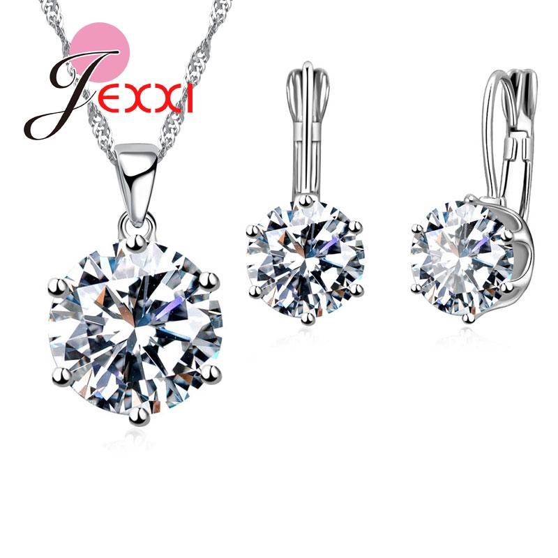 Crystal  925 Sterling Silver Necklace-Earring  Set