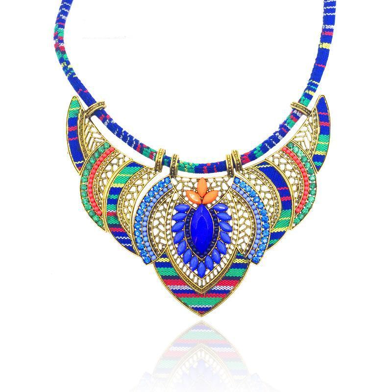 Big Marine Blue Ethnic Tribal Necklace