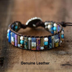 Natural Stone Boho Leather Bracelet